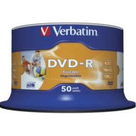 დისკი DVD-R Verbatim 50 ცალი პრინტაბელური 4.7Gb