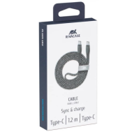კაბელი RIVACASE PS6105 GR12 ENG Type-C / Type-C nylon braided cable 1,2m grey, 07262